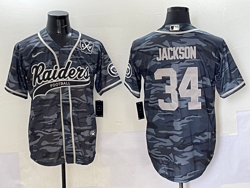 Men 2025 Oakland Raiders #34 Jackson Camo Joint Name Nike Limited NFL Jersey style 6